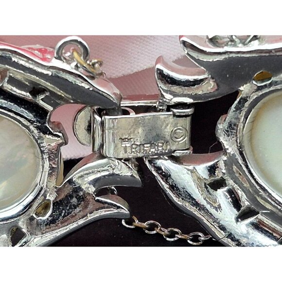 Rare 50's Crown Trifari Fantasia Series Bracelet MOP Silver Tone Alfred Philippe - Picture 11 of 12
